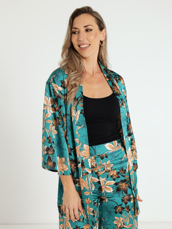 Kimono With Tie Up - Teal