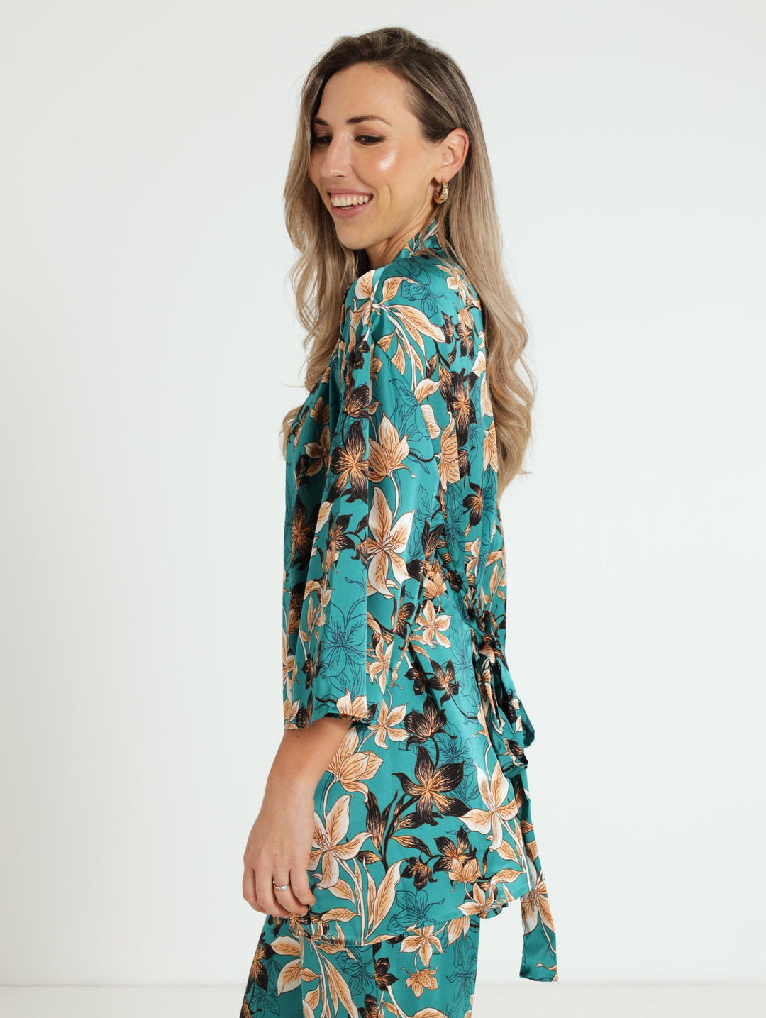 Kimono With Tie Up - Teal
