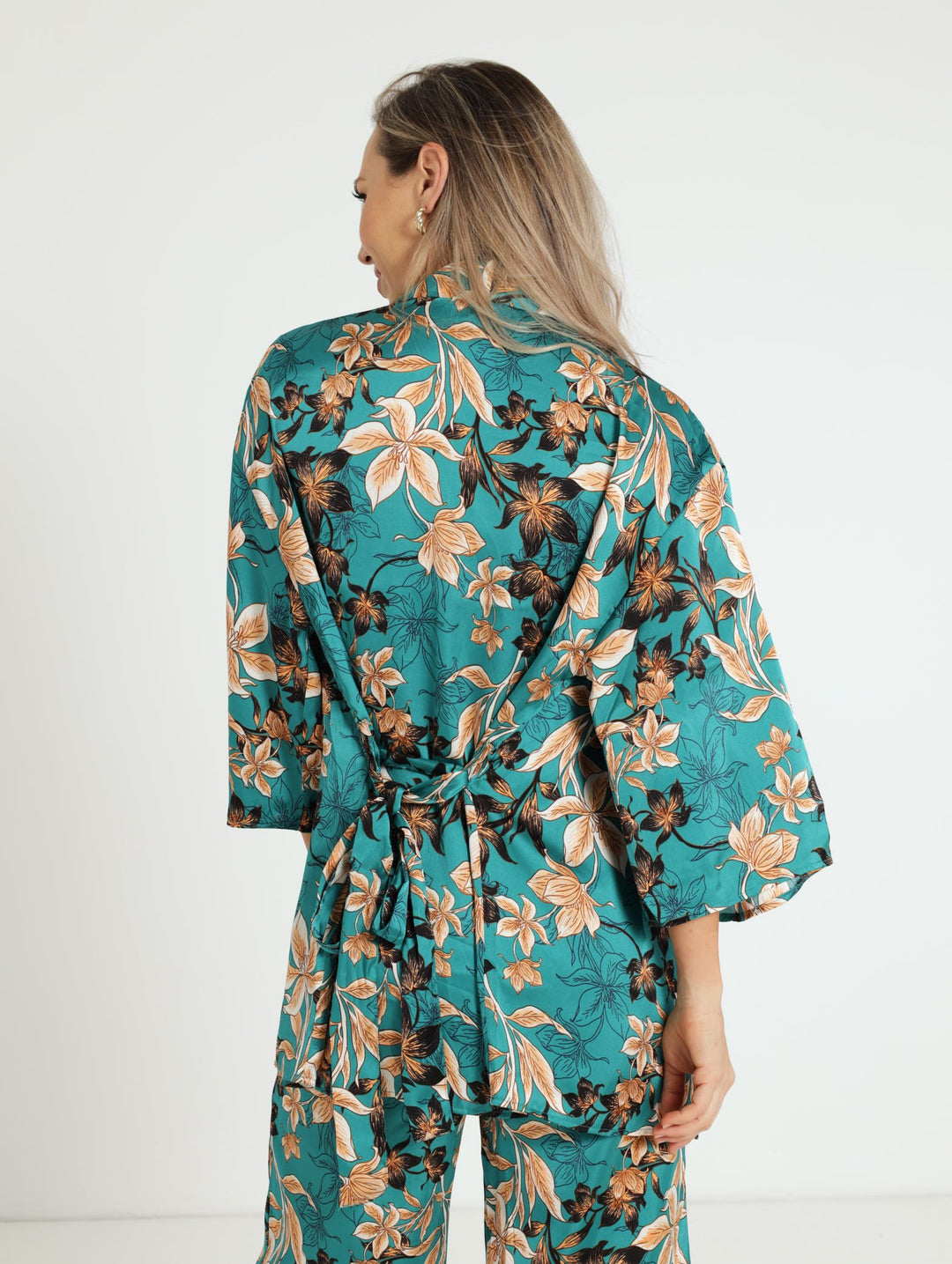 Kimono With Tie Up - Teal