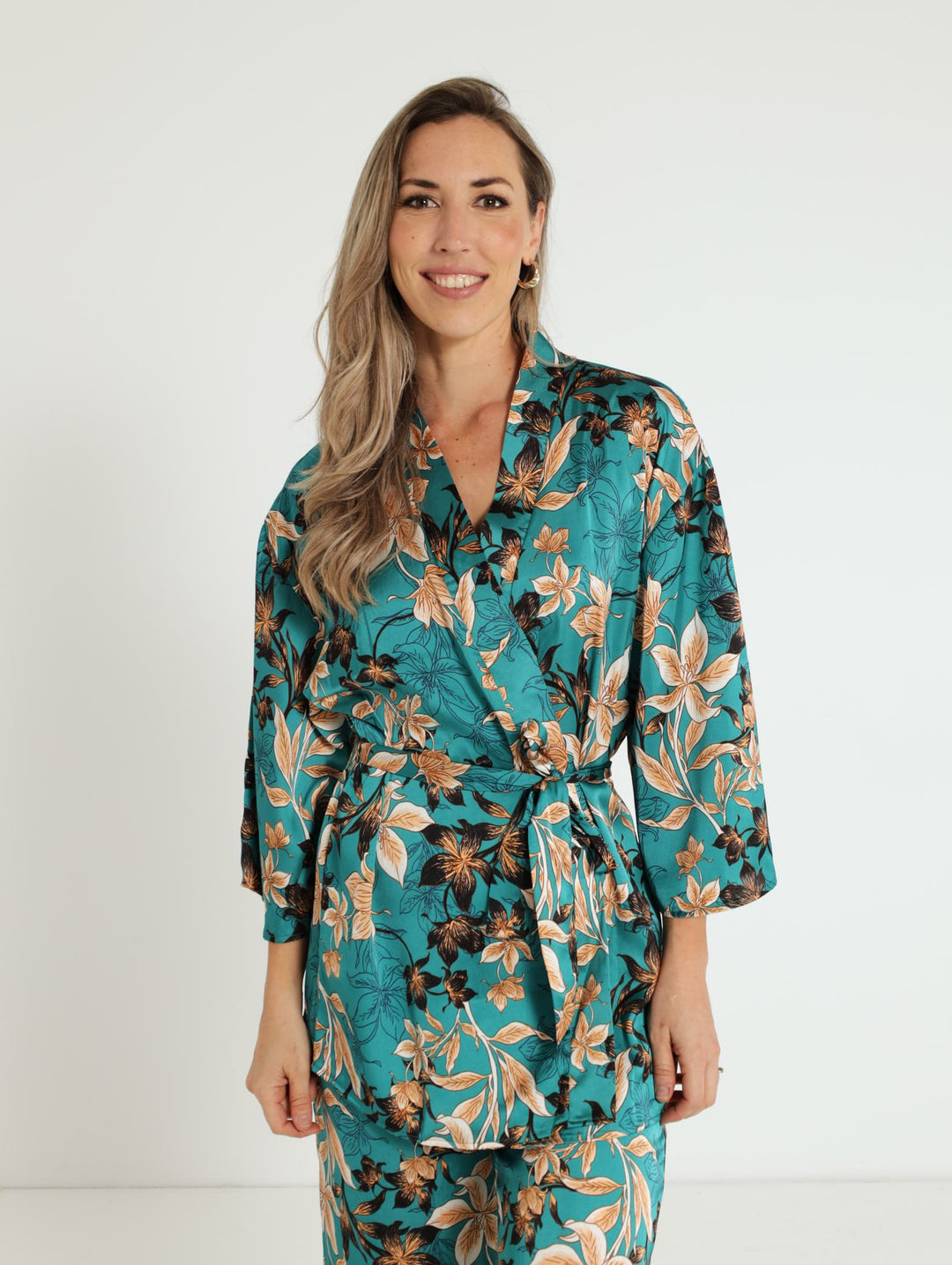 Kimono With Tie Up - Teal
