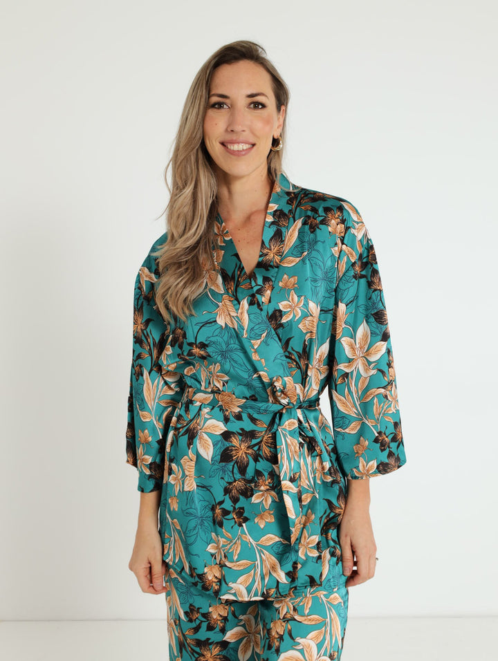Kimono With Tie Up - Teal