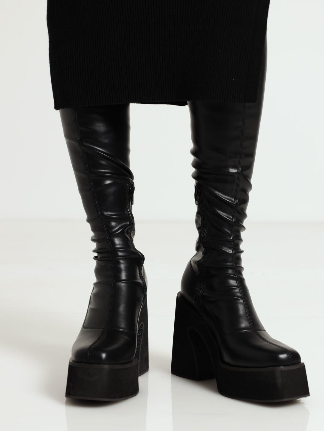 Platform Thigh High Boot - Black