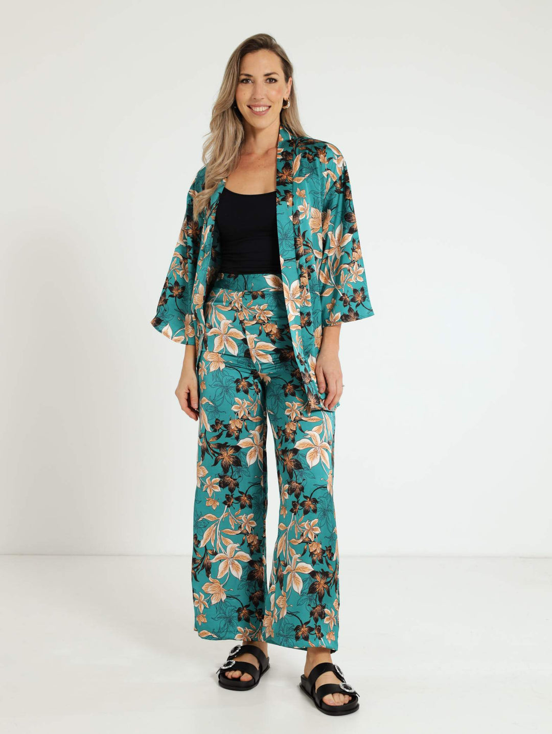 Kimono With Tie Up - Teal