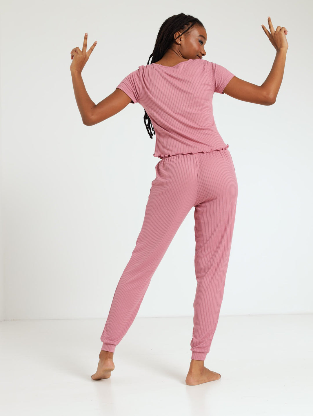 Textured Tee & Pant - Blush