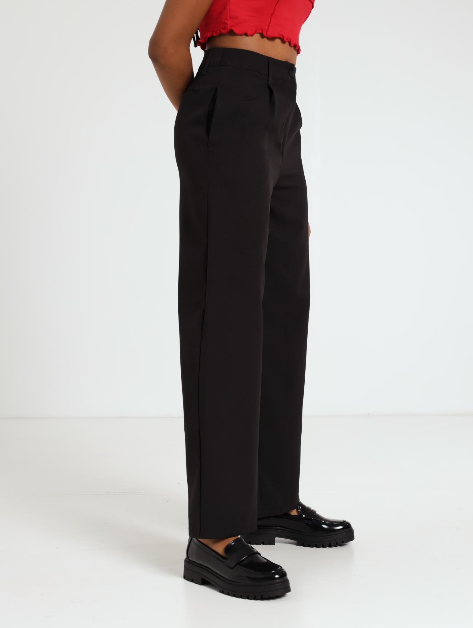 Ladies Wide Leg Pleated Pants - Black – Edgars