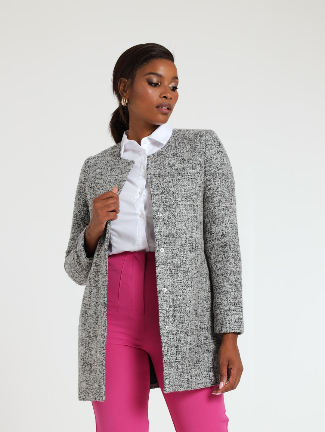 Ladies Anna Structured Wool Jacket - Black/White