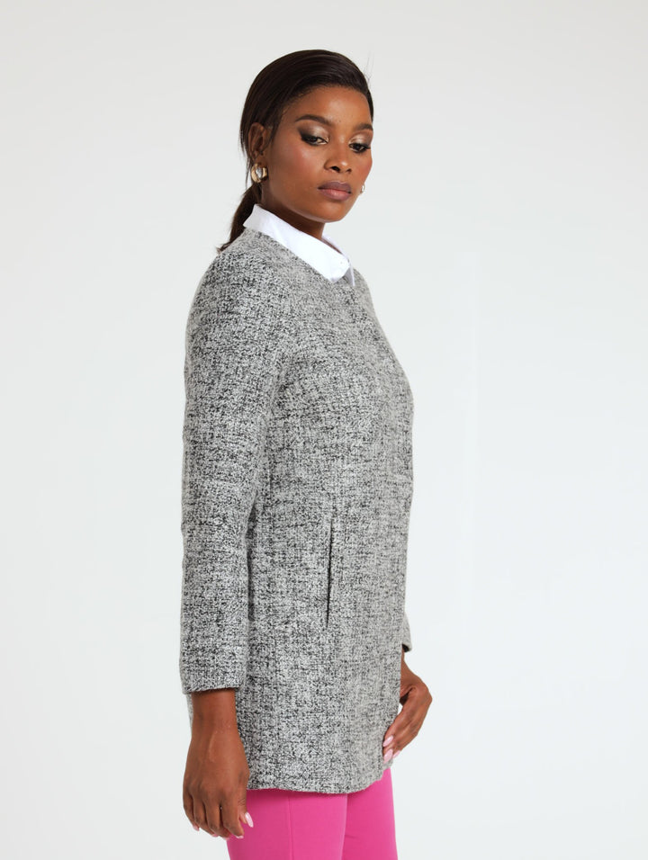 Ladies Anna Structured Wool Jacket - Black/White