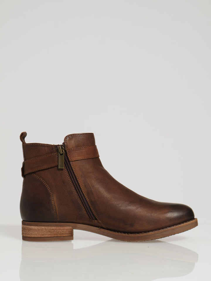 Ankle Boot With Buckle - Brown