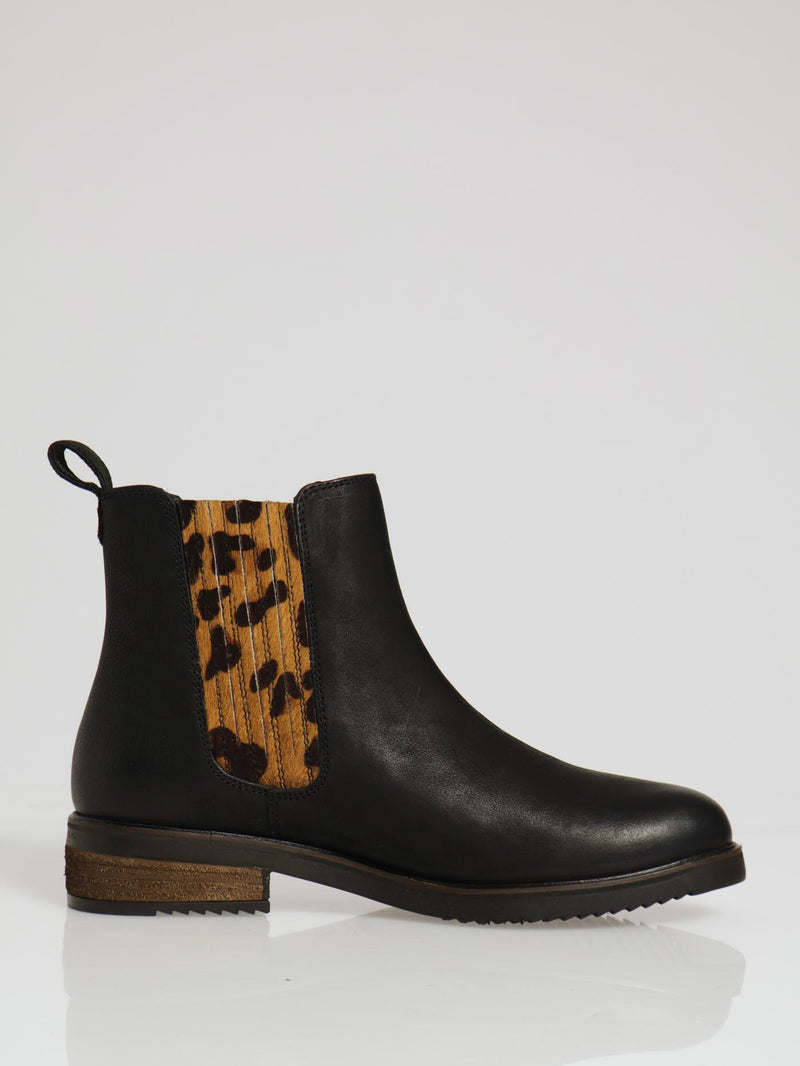 Ankle Boot With Animal Print - Black