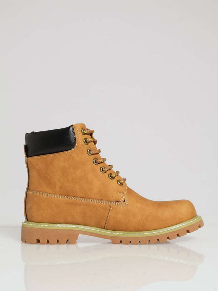 Lace Up Worker Boot - Honey
