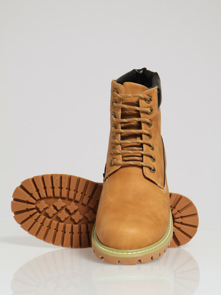 Lace Up Worker Boot - Honey