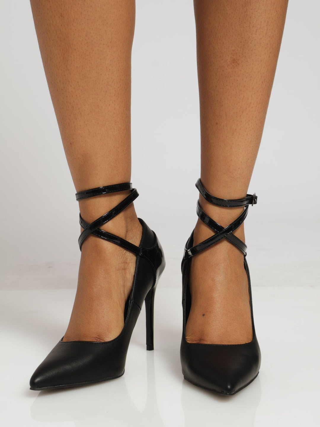 Lola 15 Ankle Tie Stiletto Heel - Black