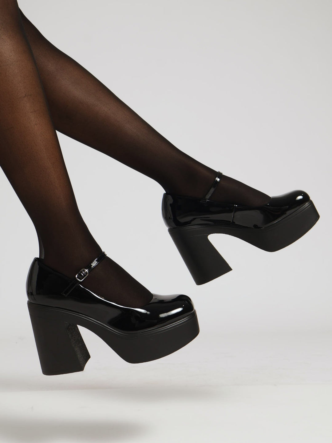 Tilda Mary Jane Platform Block Heel - Black