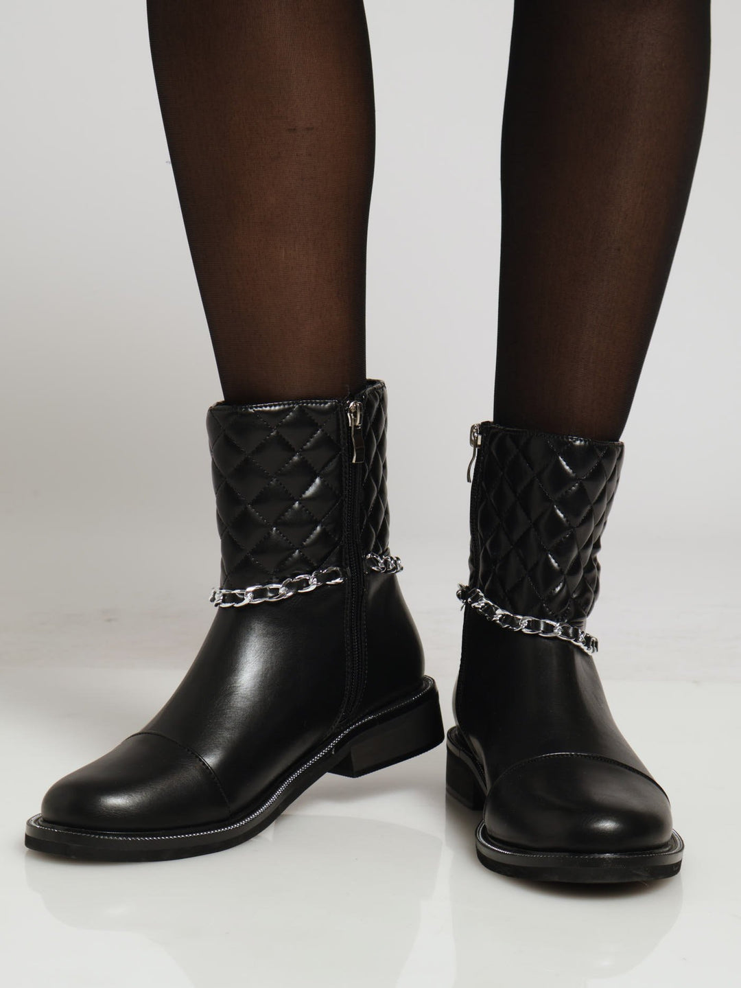 Ladies Quilt Chain Ankle Boot Black – Edgars - Main Image