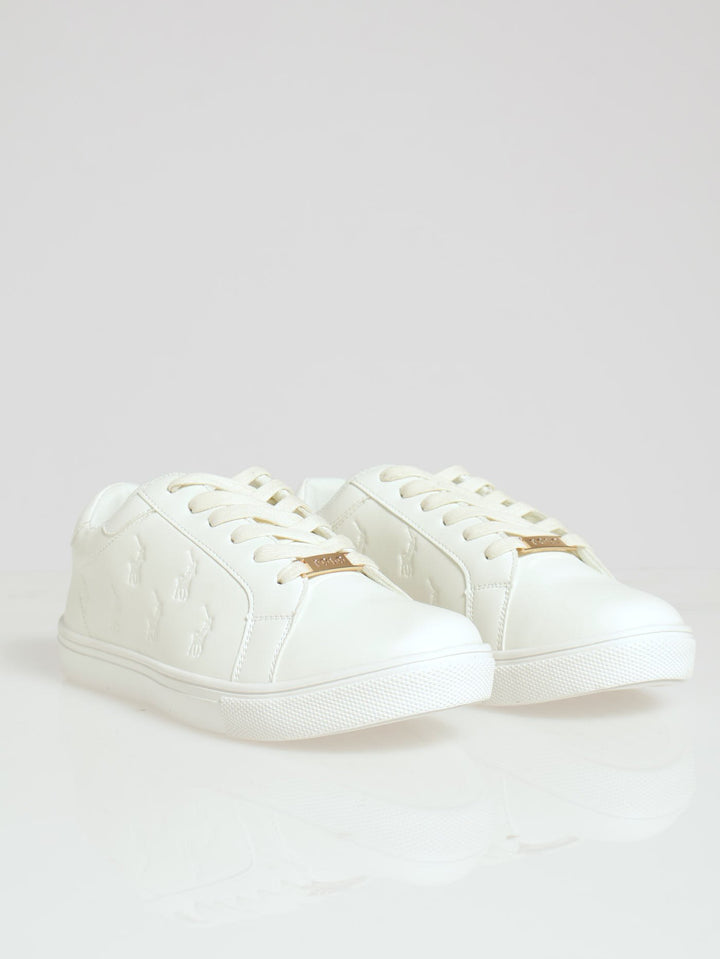 Debossed Pony Sneaker - White