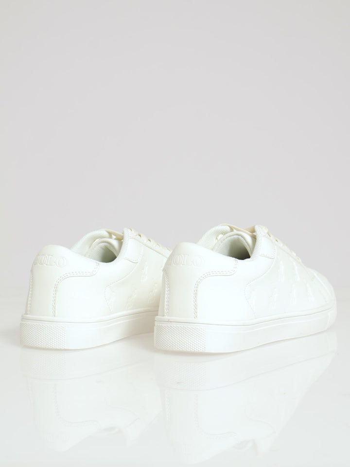 Debossed Pony Sneaker - White