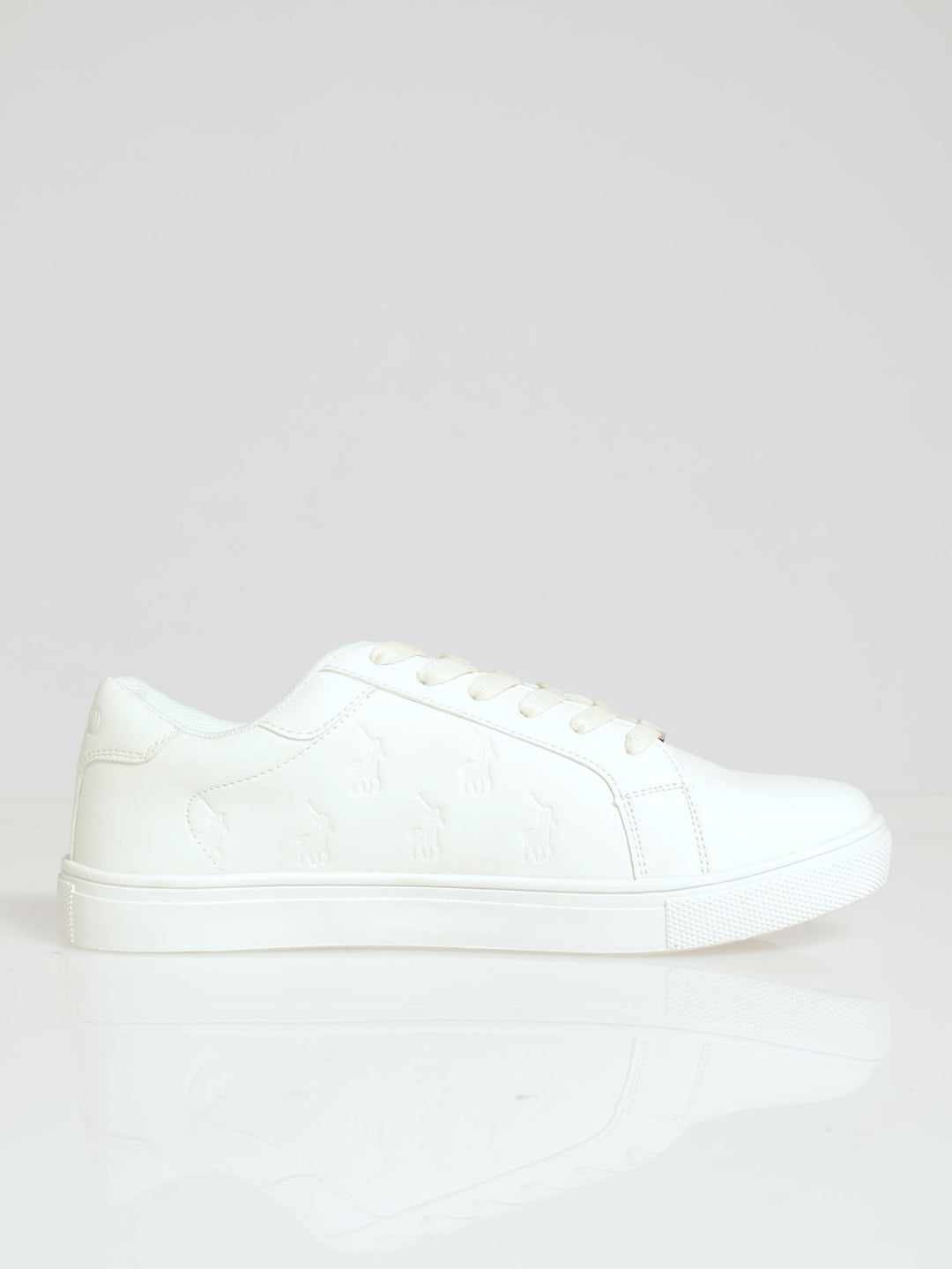 Debossed Pony Sneaker - White