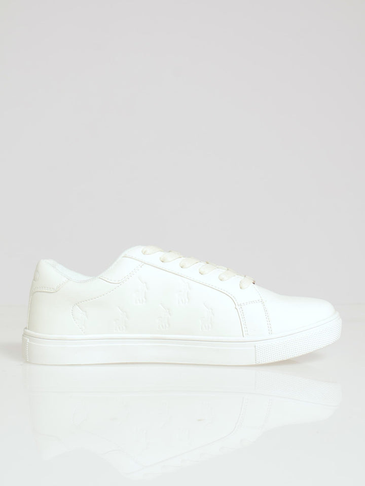Debossed Pony Sneaker - White