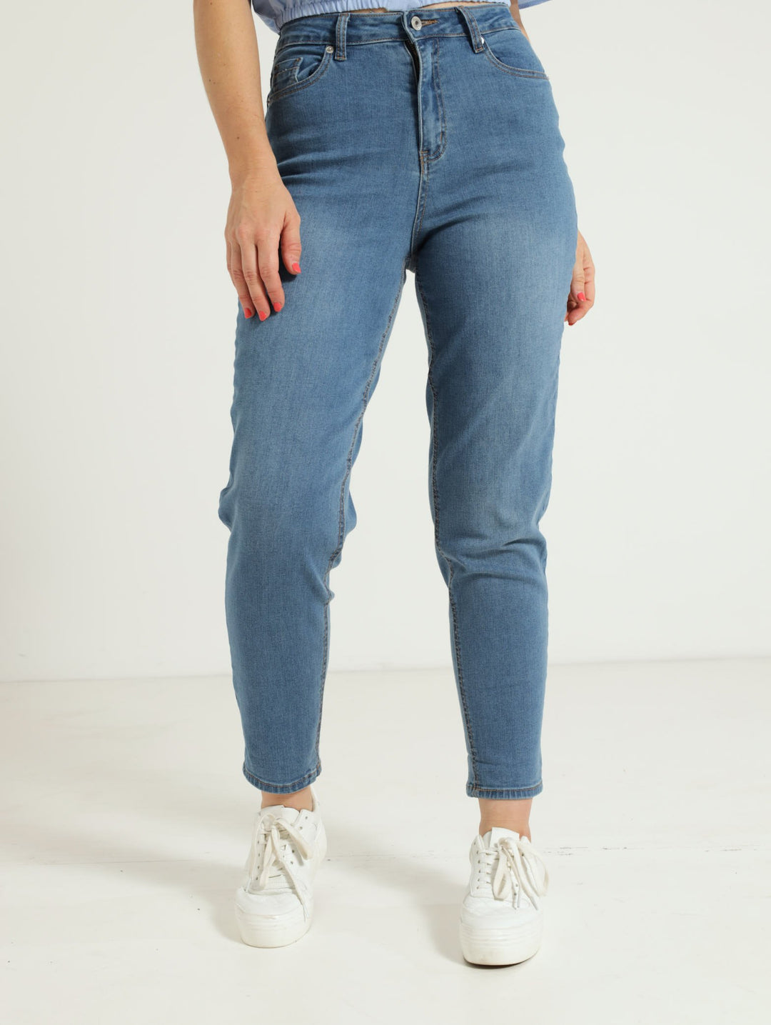 Hi-Waist Super Soft Mom Jean Medium Wash