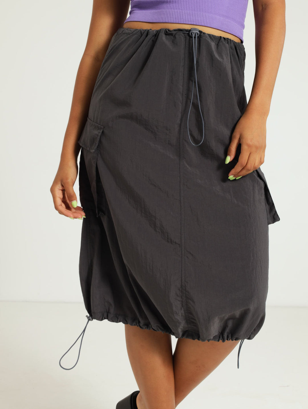 Toggle Midi Cargo Skirt - Charcoal