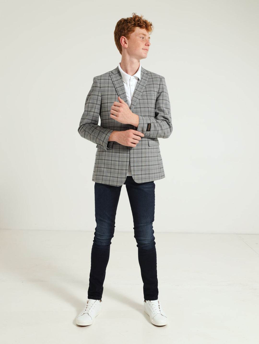 Boys Boys Check Suit Jacket Grey – Edgars