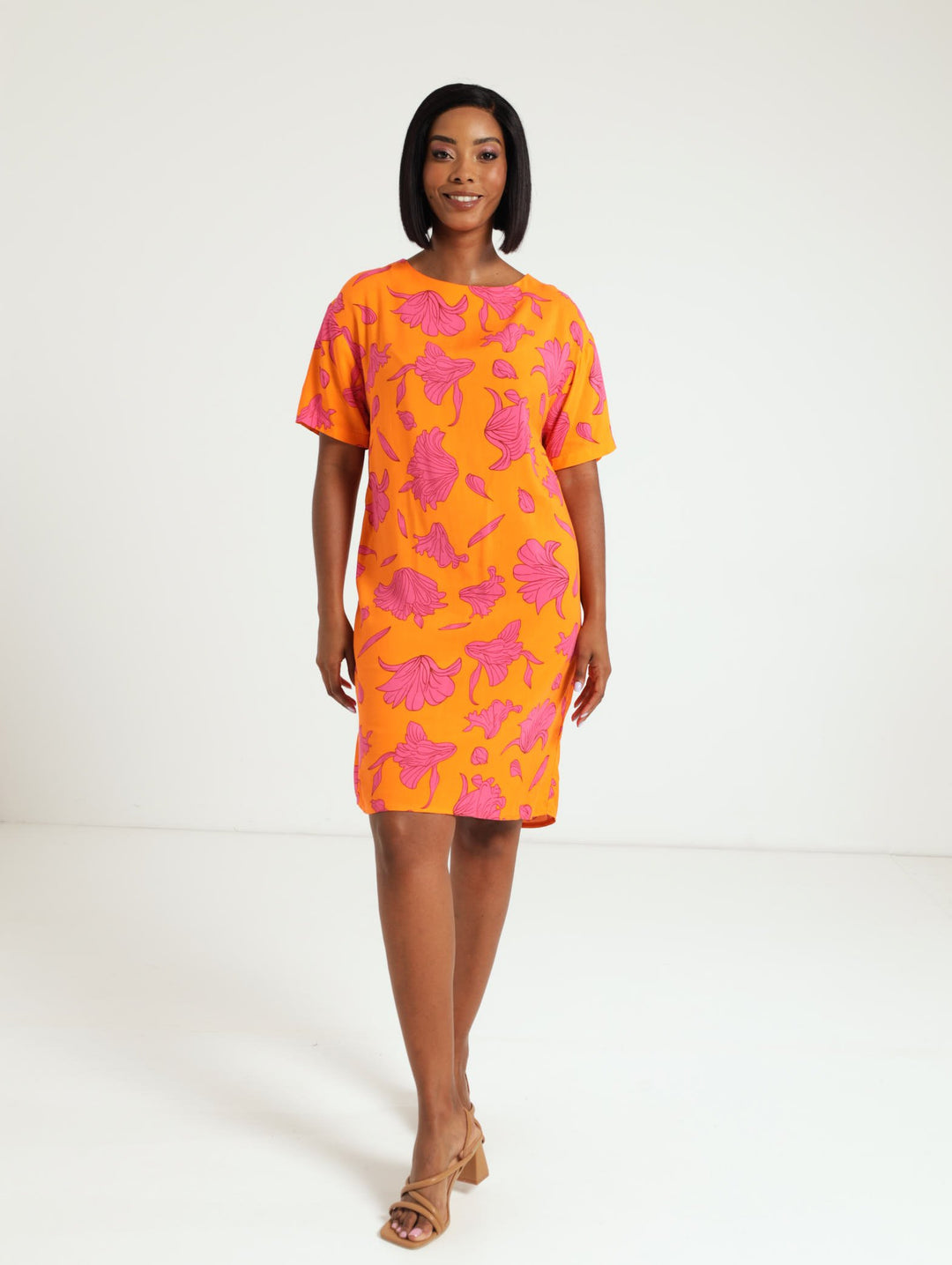 Back Detail Shift Dress - Pink