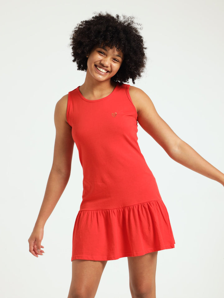 Girls Sleeveless Dress - Red