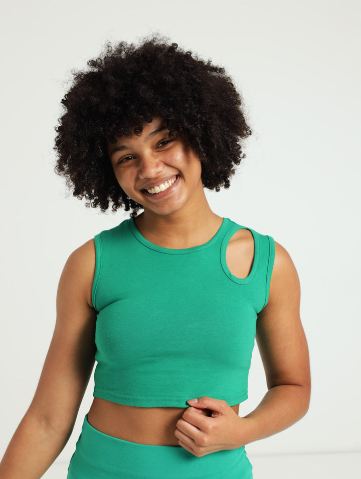 Girls Crop Vest - Dark Green