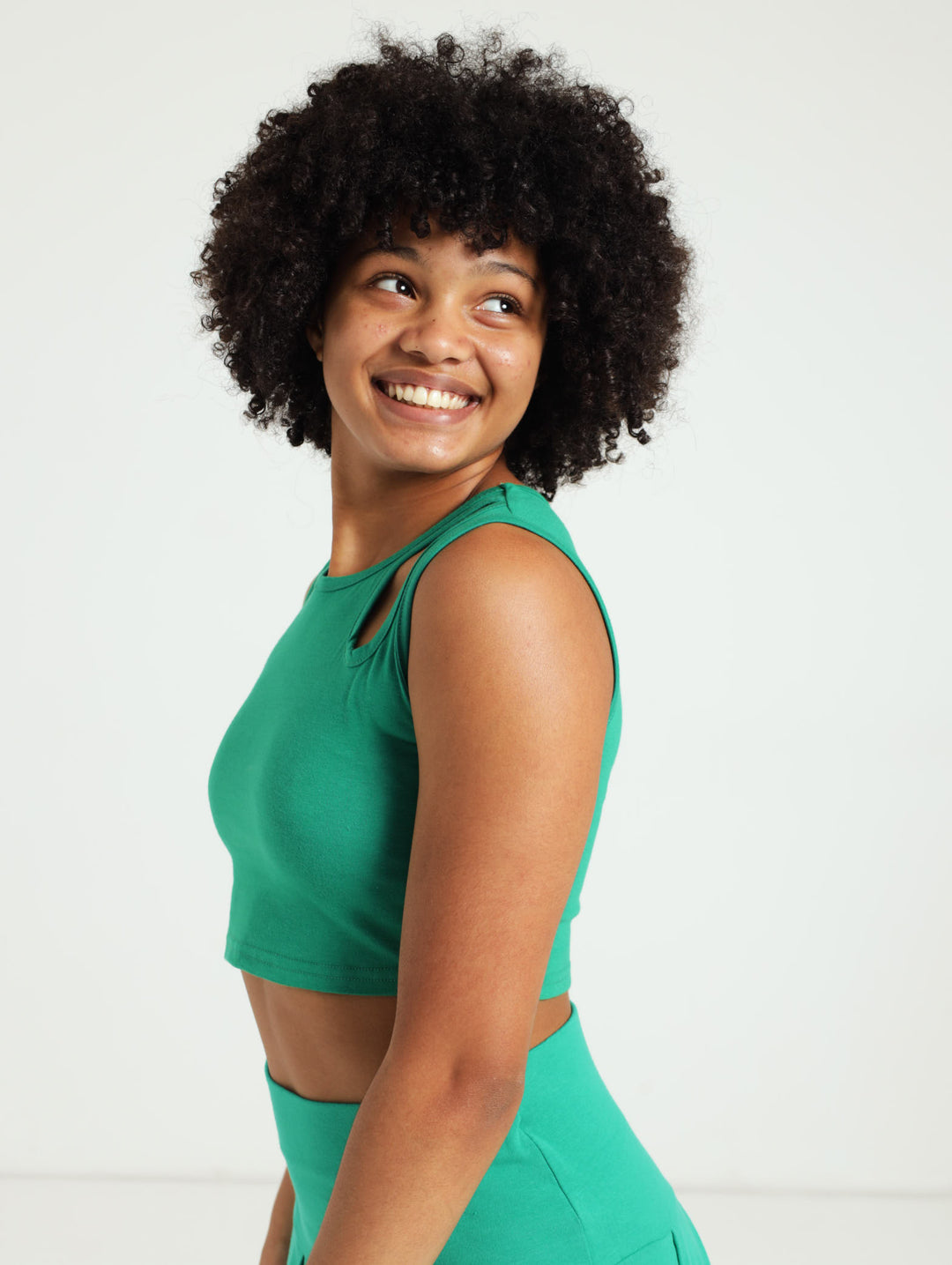 Girls Crop Vest - Dark Green