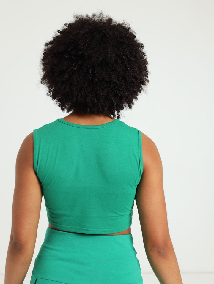 Girls Crop Vest - Dark Green