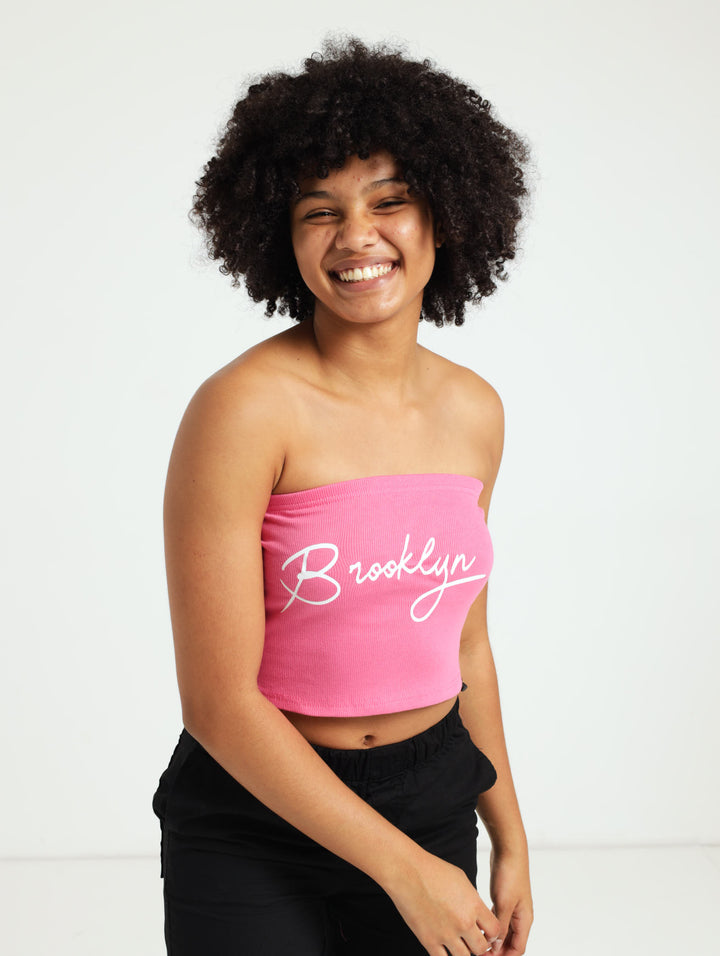 Girls Printed Rib Bandeau - Azelea