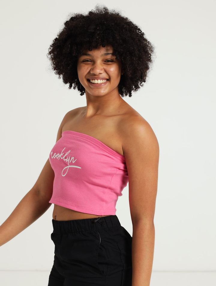 Girls Printed Rib Bandeau - Azelea