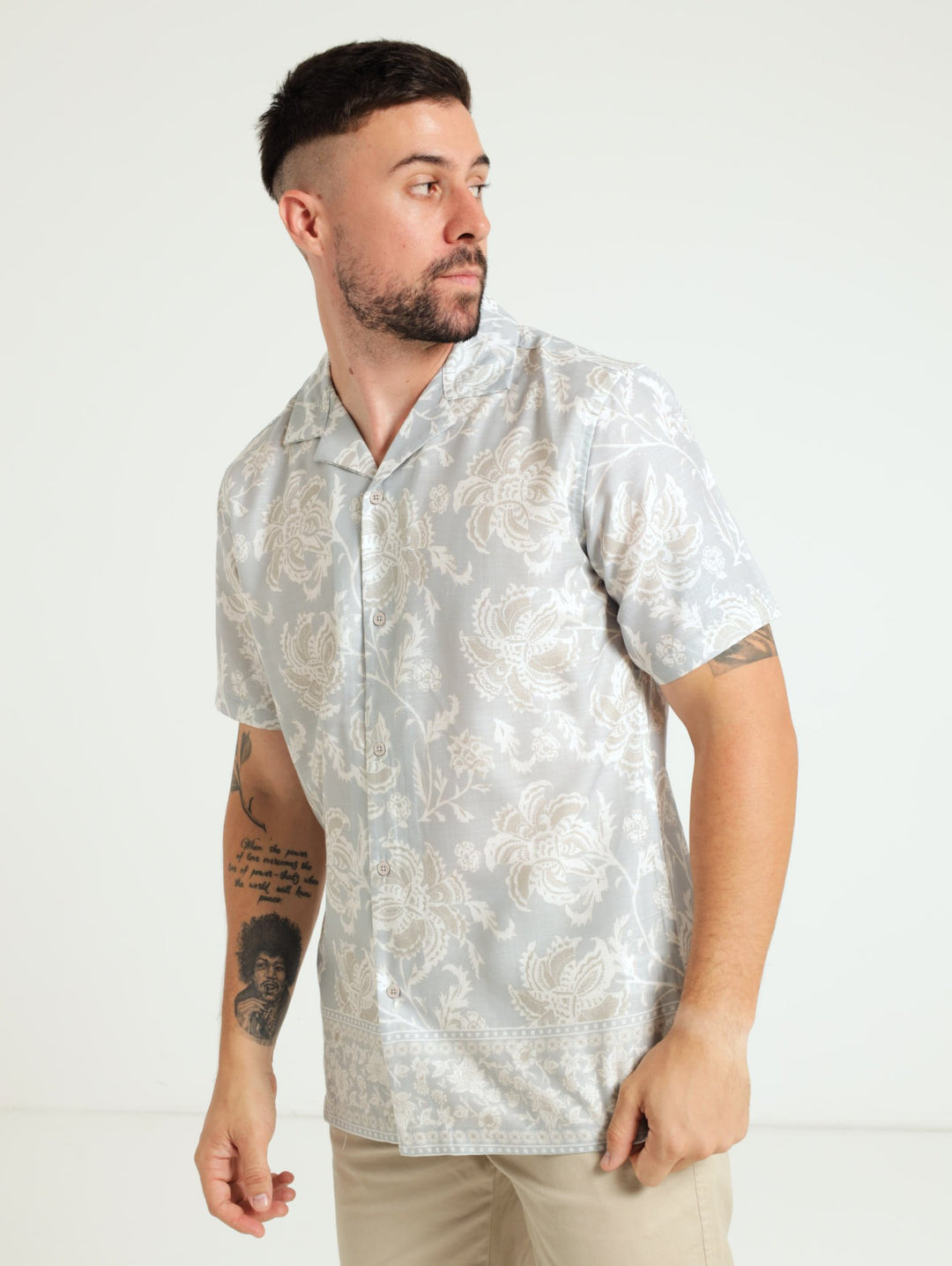 Border Print Shirt - Cream