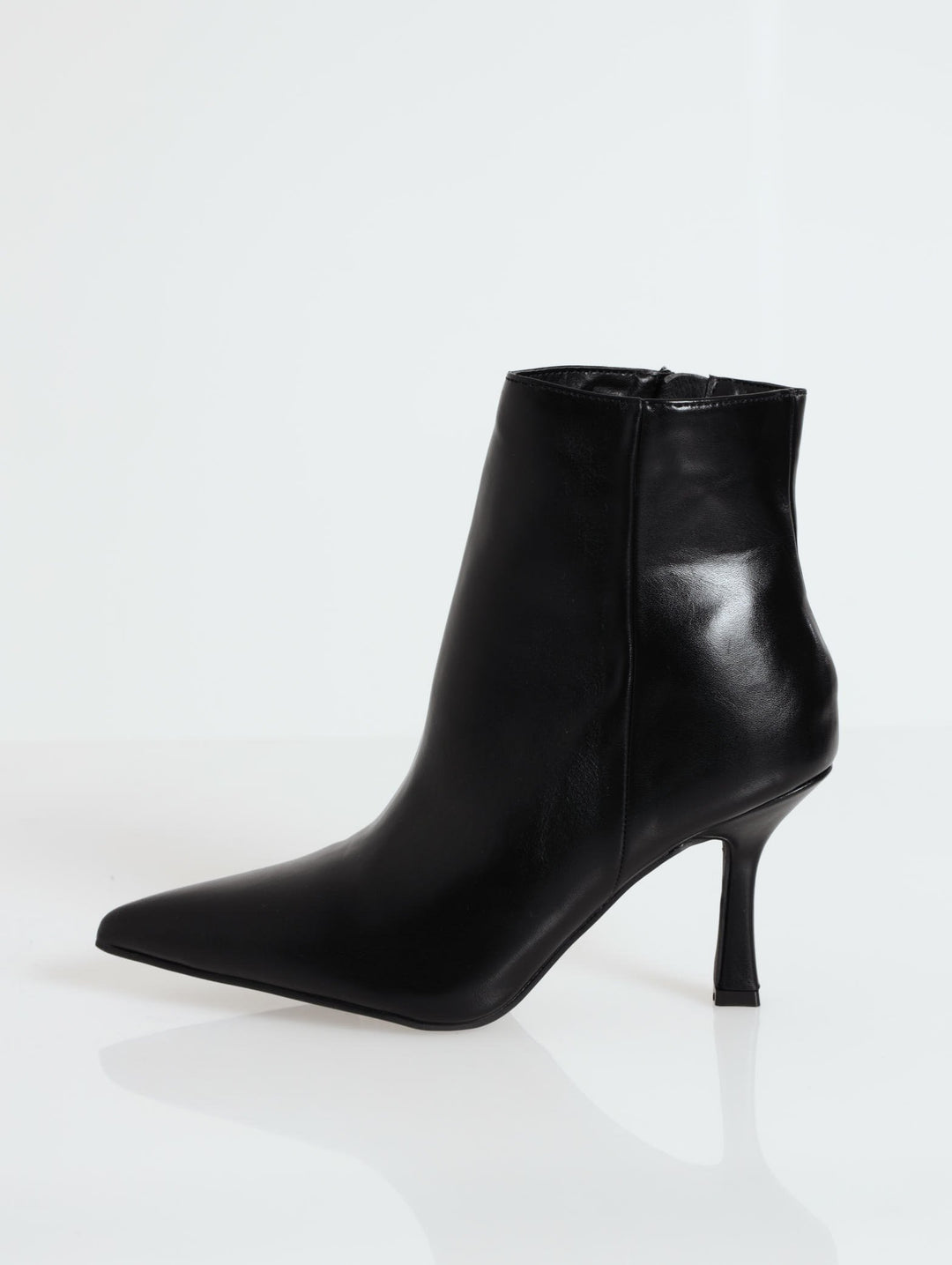Pointed Heel Ankle Boot - Black