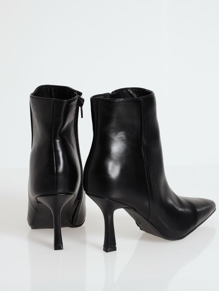 Pointed Heel Ankle Boot - Black