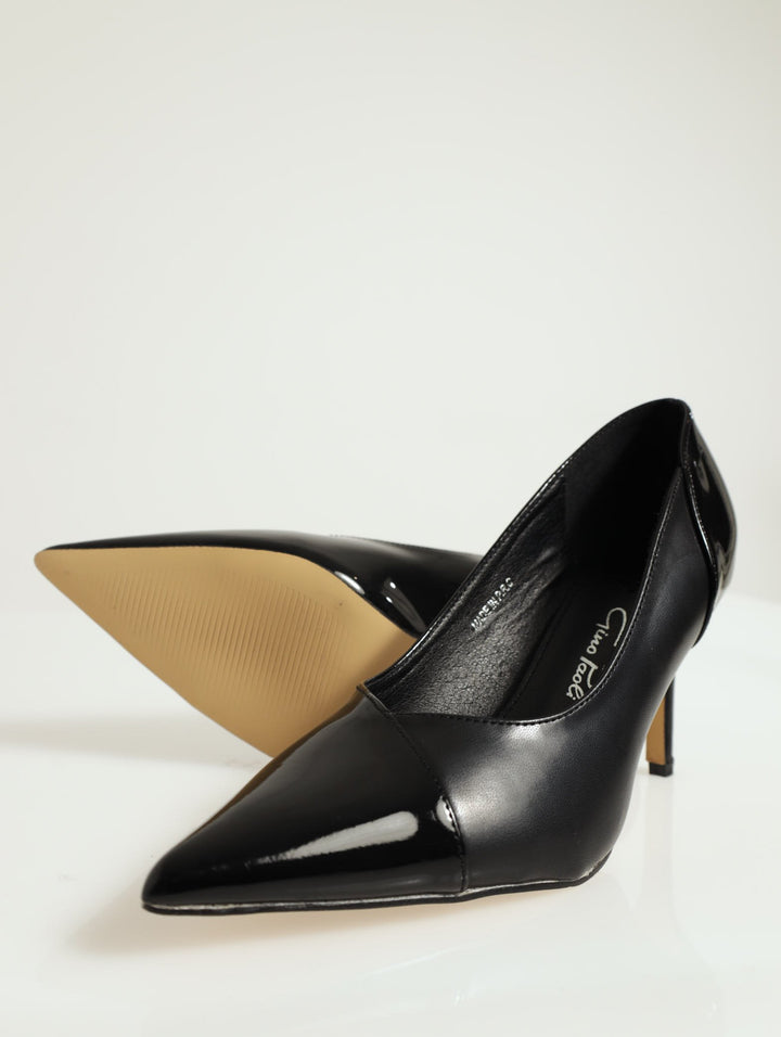 Taylor Pointed Toe Stiletto Court Heel - Black