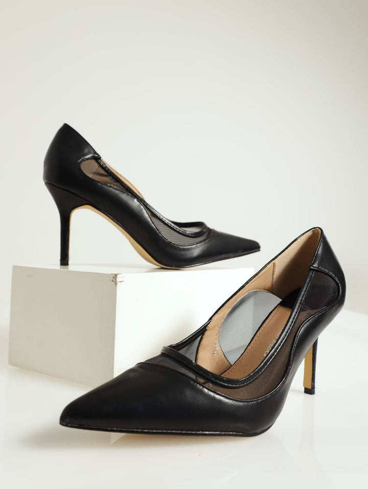 Bella Pointed Toe Stiletto Court Heel - Black