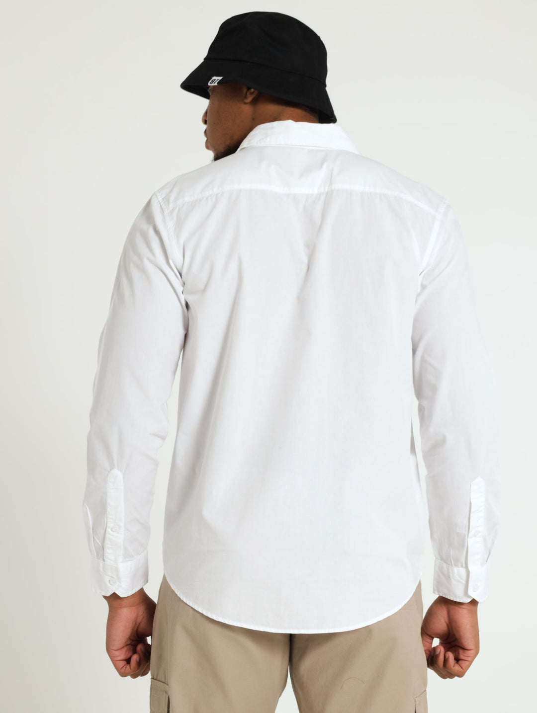 Long Sleeve Washed Shirt - White