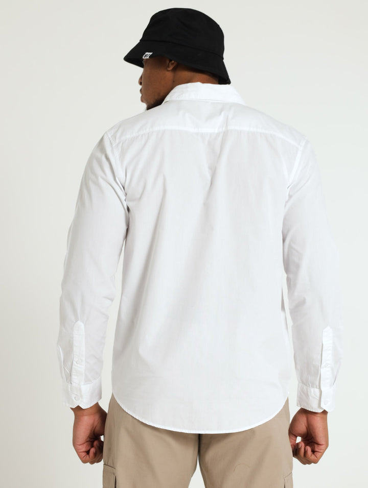 Long Sleeve Washed Shirt - White