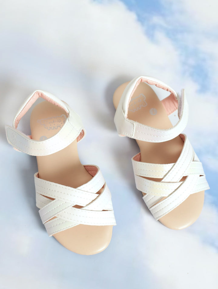 Pre-Girls Crossover Sandal - White