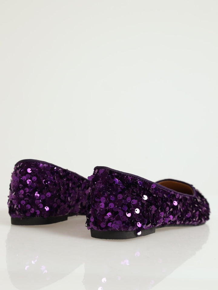 Sequined Pointy Pump - Lilac