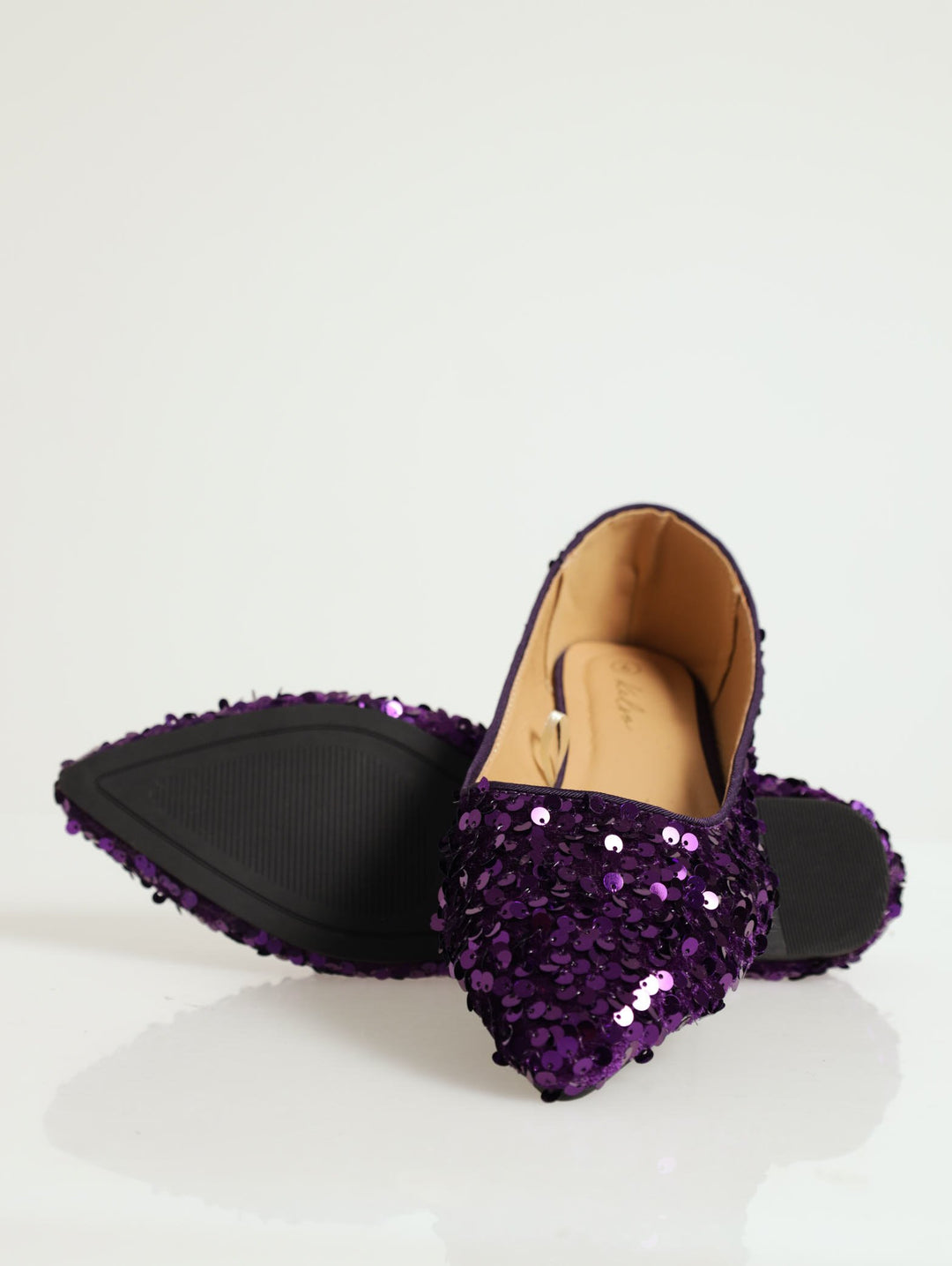 Sequined Pointy Pump - Lilac