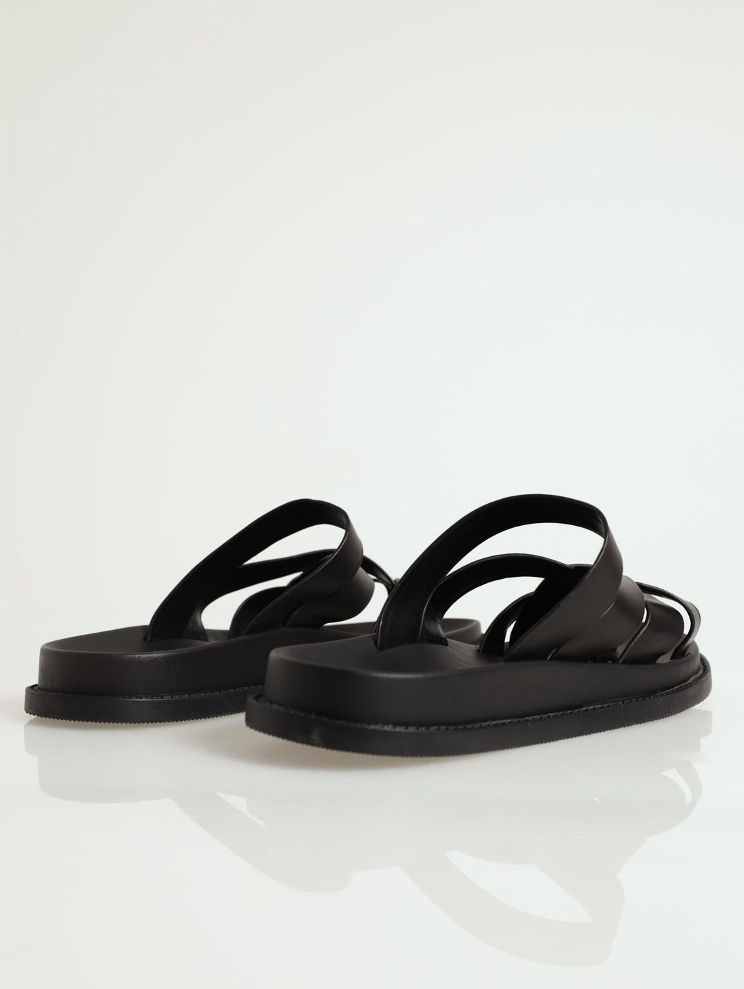 Leather Strappy Sandal - Black