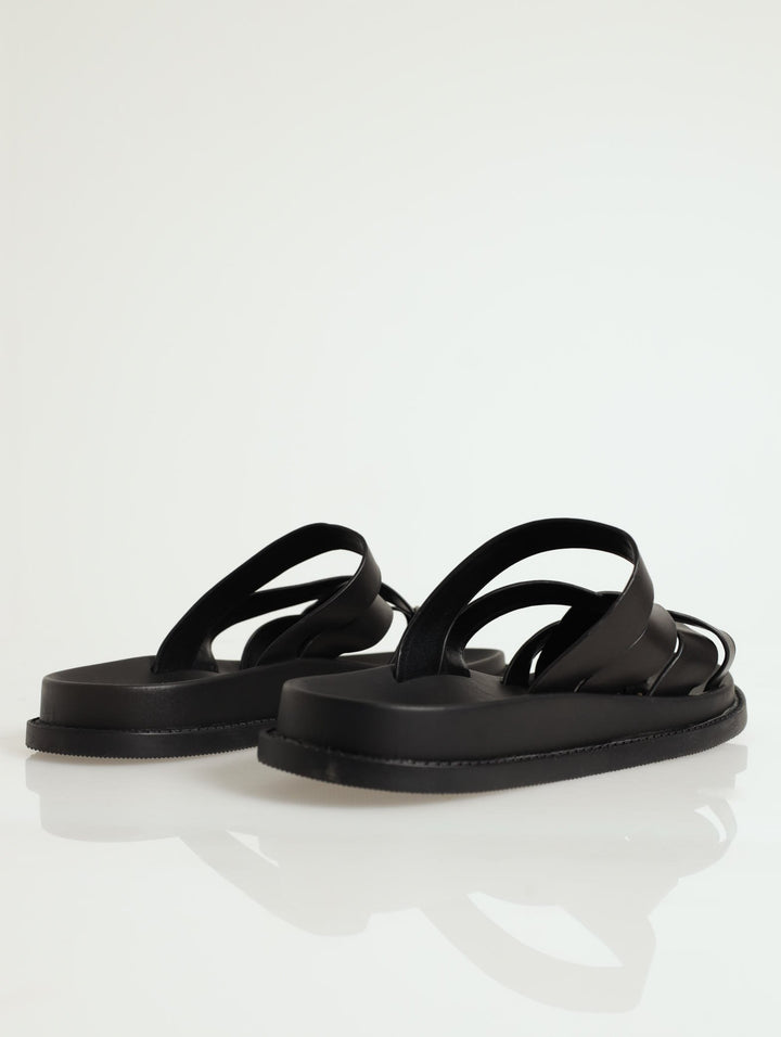 Leather Strappy Sandal - Black