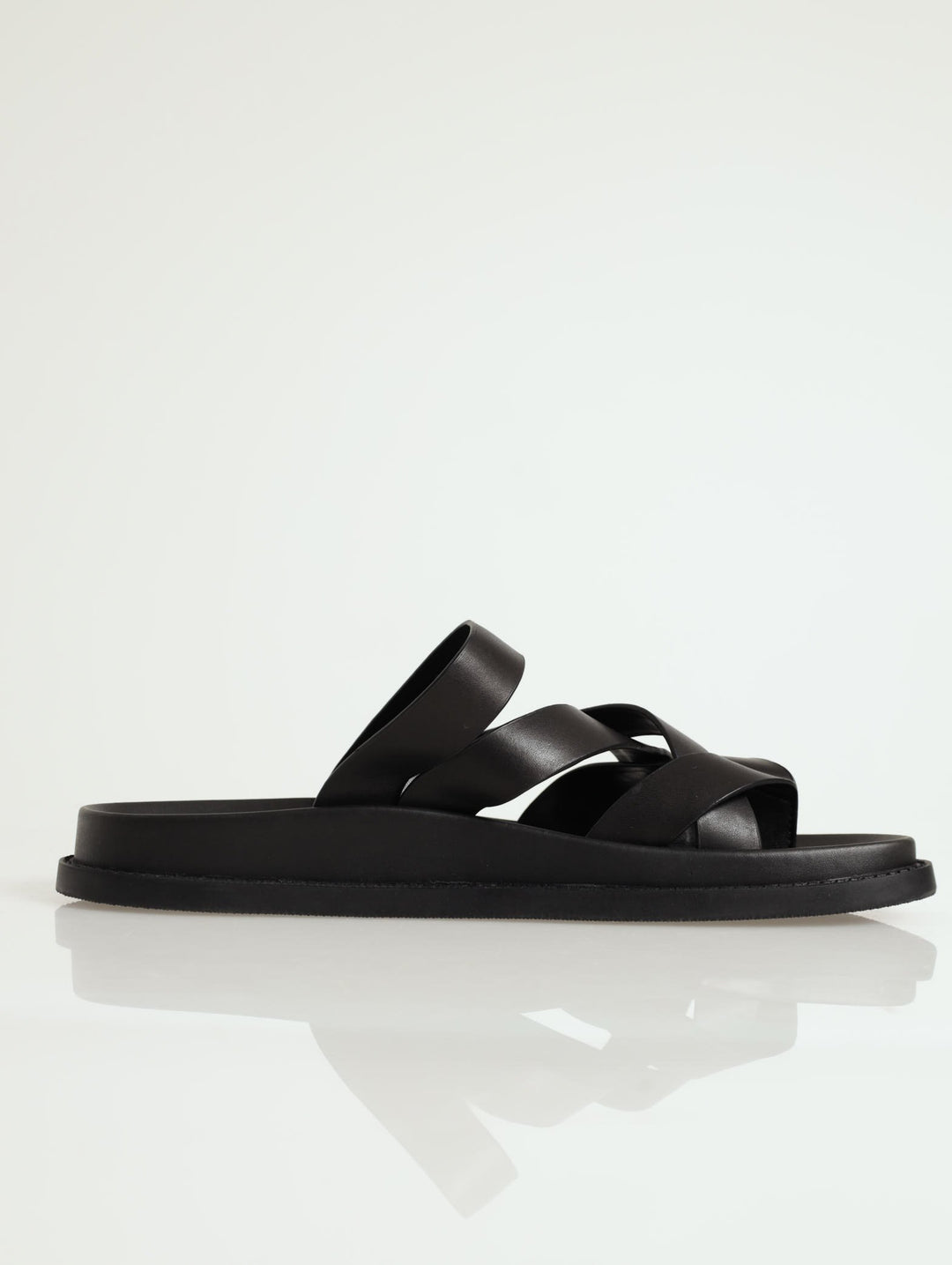 Leather Strappy Sandal - Black