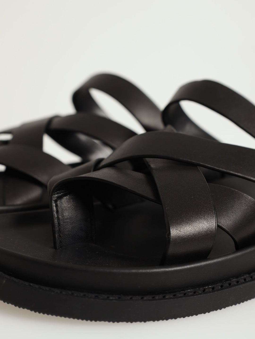 Leather Strappy Sandal - Black