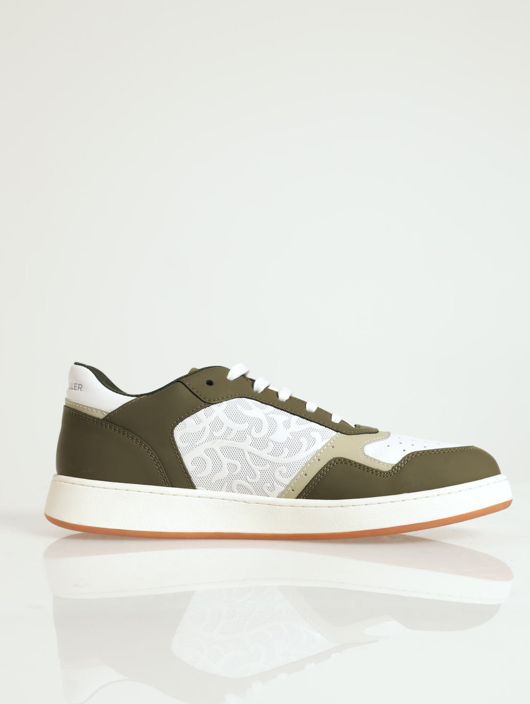 Panelled Sneaker With Embossed Detail - Olive