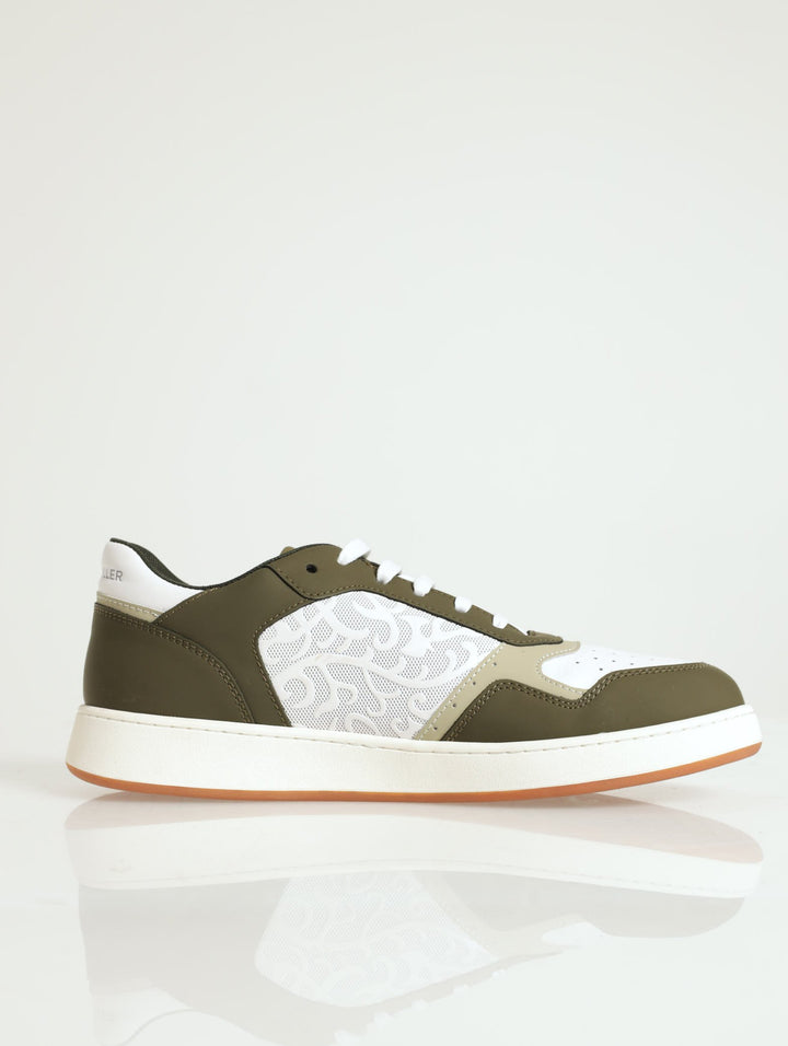 Panelled Sneaker With Embossed Detail - Olive