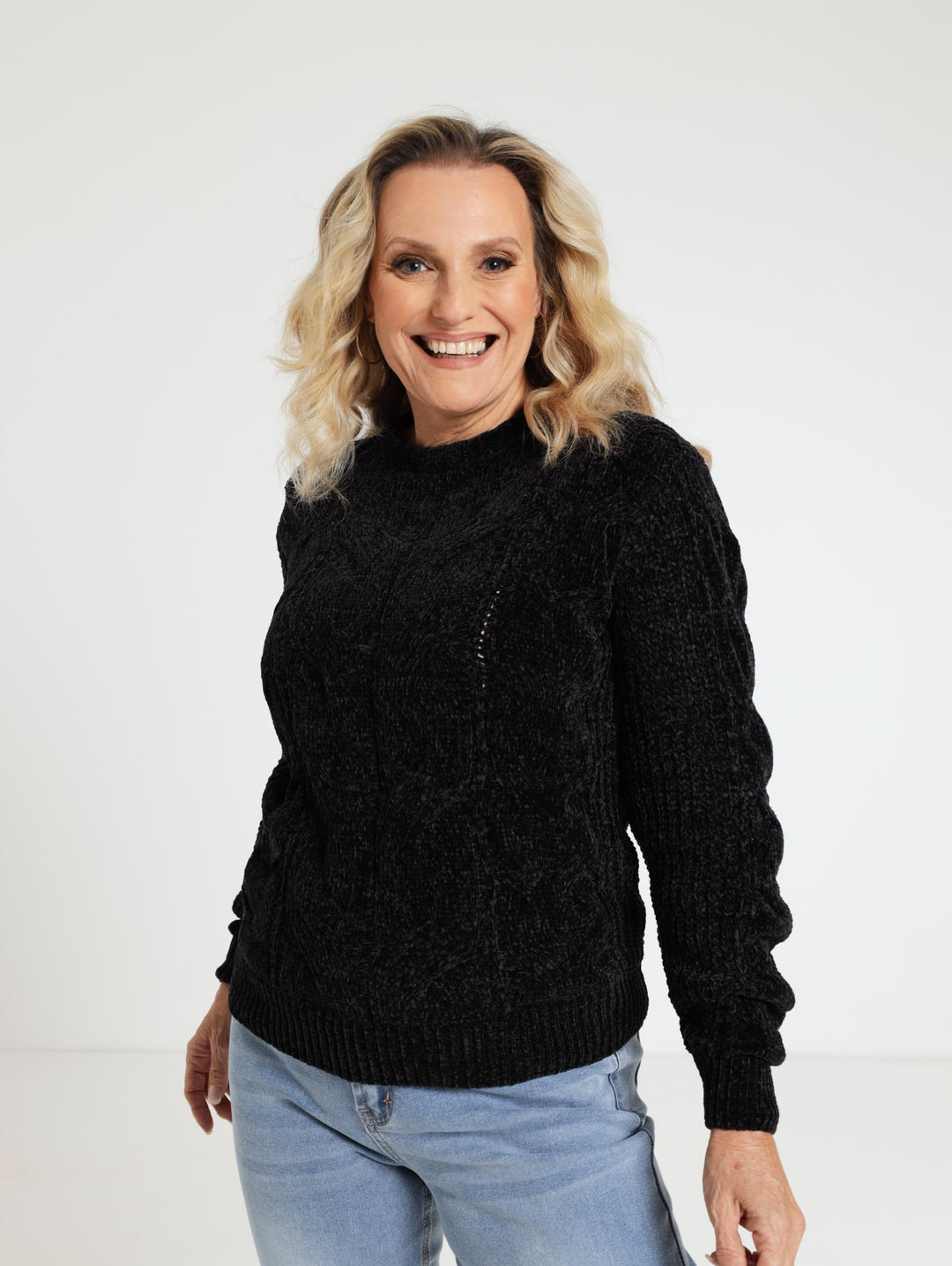 Cable Knit Jersey - Black