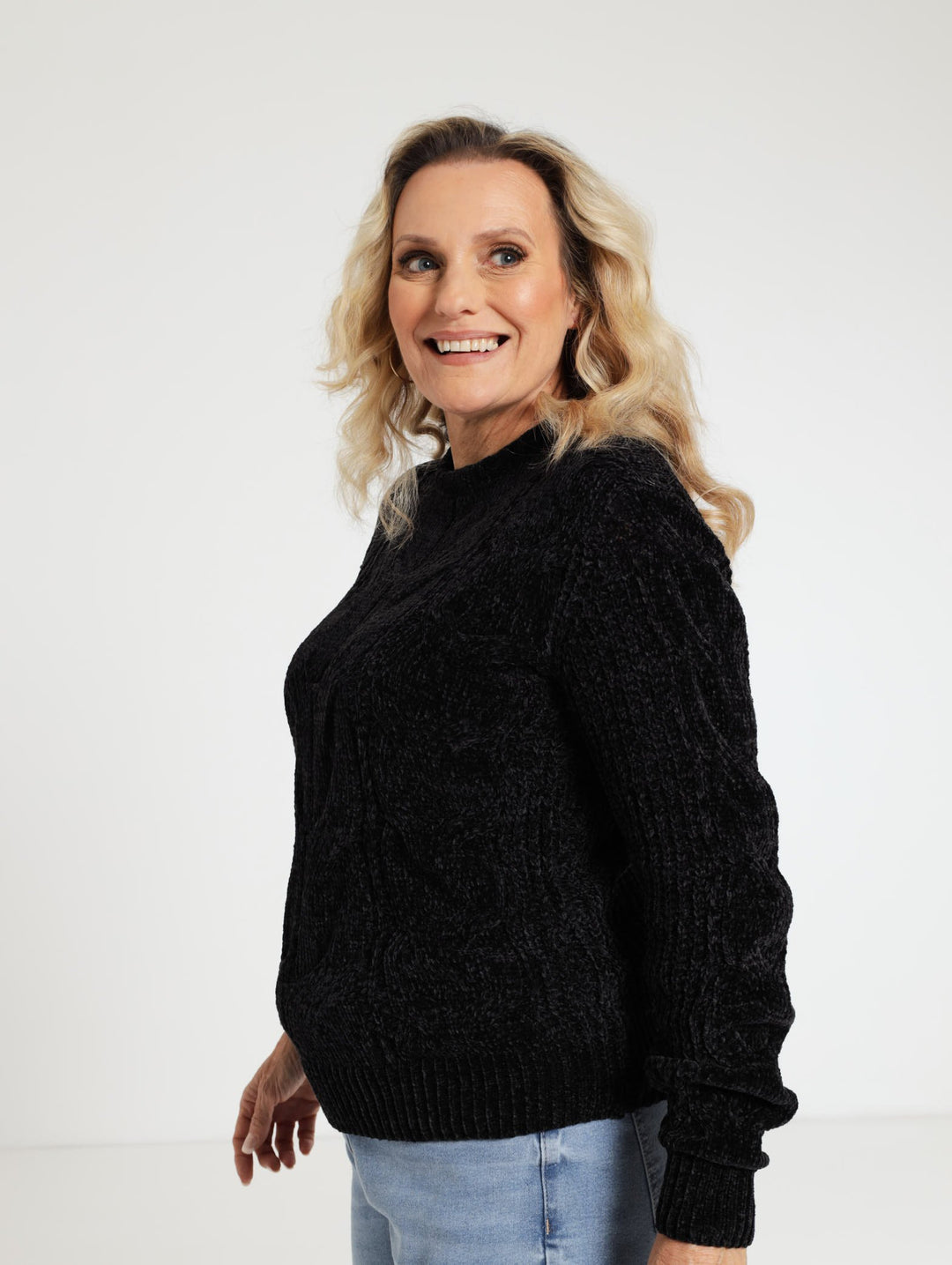 Cable Knit Jersey - Black